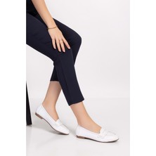 Gondol Kadın Hakiki Deri Loafer Babet ANL.6184 - Beyaz - 37