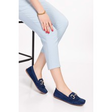 Gondol Hakiki Deri Süet Esnek Hafif Rahat Loafer SW.755 - Lacivert - 36