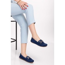 Gondol Hakiki Deri Süet Esnek Hafif Rahat Loafer SW.755 - Lacivert - 36