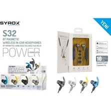 Syrox S32 Çift Bataryalı Bluetooth'lu Kulakiçi Spor Kulaklık Mıknatıslı S32- Siyah