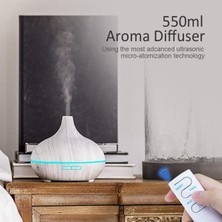 Tastech Aroma Terapi Oda Hava Nemlendirici 550ml Ultrasonik Buhar Makinesi Ahşap Görünüm 7 Renk Led Işıklı