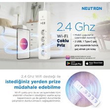 Neutron Akıllı Wi-Fi Destekli 16A 4'lü Çocuk Kilitli Akım Korumalı Çoklu Priz - Uygulama Üzerinden Kontrol