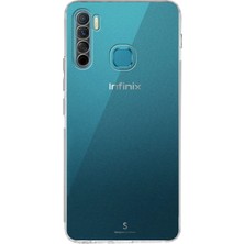 Kılıfmania Infinix S5 Lite ile Uyumlu Kapak Kamera Korumalı Tıpalı Şeffaf Silikon Kılıf