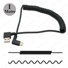 BK Teknoloji 90 Derece Açılı Spiral Type-C To USB Şarj/data Kablosu - 1 Metre