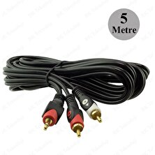 BK Teknoloji Yüksek Kalite 3.5mm Erkek To 2rca Erkek  Ses Kablosu 5 Metre