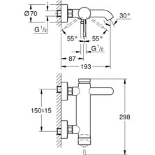 Grohe Essence Tek Kumandalı Banyo Bataryası - 33624AL1