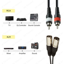 BK Teknoloji 2 Xlr Erkek To 2 Rca Erkek Mikser Mikrofon Ses Kablosu - 3 Metre