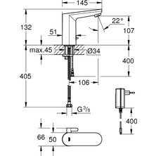 Grohe Eurosmart Cosmopolitan E Fotoselli Lavabo Bataryası, 1/2", Çift Su Girişli
ayarlanabilir Sıcaklık Sınırlayıcısı - 36325002