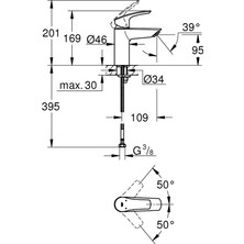 Grohe Eurosmart Tek Kumandalı Lavabo Bataryası 
s - Boyut - 32467003