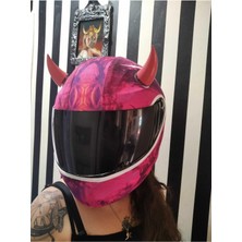 Kaskmania Kask Boynuzu Pembe (9cm) En Büyük Boy Şeytan Boynuzu Kendinden Vakumlu 3m Çift Taraflı Bant