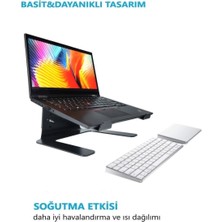 Yükseklik Ayarlı Metal Notebook Soğutucu Laptop Standı-Siyah-3 Farklı Yükseklik