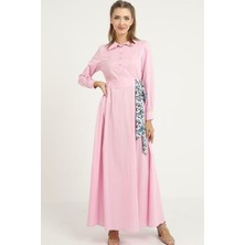 Phelda Bağlama Detaylı Maxi Elbise 664-PEMBE 44