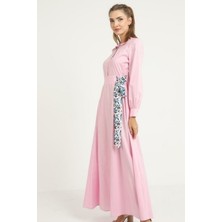 Phelda Bağlama Detaylı Maxi Elbise 664-PEMBE 44