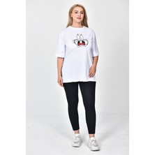 Zeren Moda Kadın Bugs Bunny Baskılı  Oversize T-Shirt