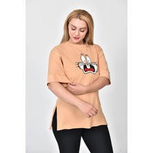 Zeren Moda Kadın Bugs Bunny Baskılı  Oversize T-Shirt