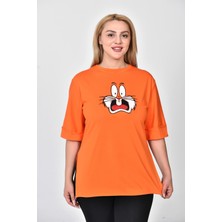 Zeren Moda Kadın Bugs Bunny Baskılı  Oversize T-Shirt