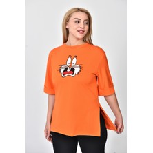 Zeren Moda Kadın Bugs Bunny Baskılı  Oversize T-Shirt