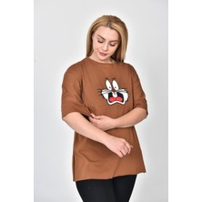 Zeren Moda Kadın Bugs Bunny Baskılı  Oversize T-Shirt