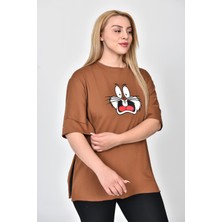 Zeren Moda Kadın Bugs Bunny Baskılı  Oversize T-Shirt