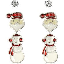 Alltarse Tatil I Noel Hediyesi Santa Snowman Stud Cüping Sevimli Seti Küpe (Yurt Dışından)
