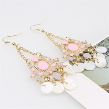 Alltarse Prettyia Shell Disk Dangle Damla Kristal Rhinestone Jewel Aksesuar Küpe (Yurt Dışından)