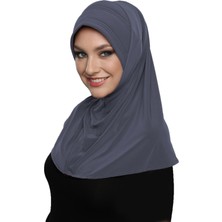 ELYSIANfidan Takmatik Sade Koyu Gri Hazır Türban Tesettür Bone Namaz Örtüsü