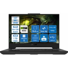 Asus TUF Gaming F15 Intel Core i7 12700H 64GB 1TB SSD RTX3050 Windows 11 Home 15.6" FHD 144Hz Taşınabilir Bilgisayar FX507ZC4-HN00823