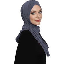 ELYSIANfidan Sarmalı Takmatik Koyu Gri Hazır Türban Tesettür Bone Namaz Örtüsü