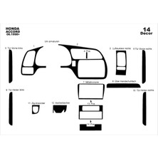 meriç cockpit design Meriç® Honda Accord Japon Ön Torpido Kaplama Maun 14 Parça 1998-2002