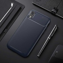MobaxAksesuar  Apple iPhone Xr 6.1 Kılıf Karbon Silikon Case Lacivert