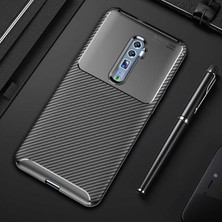 MobaxAksesuar  Oppo Reno 10X Zoom Kılıf Karbon Silikon Case Siyah