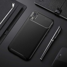 MobaxAksesuar  Apple iPhone Xr 6.1 Kılıf Karbon Silikon Case Siyah