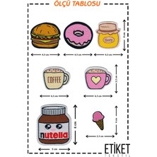 Fantastic Ütü Ile Yapışan Dokuma Arma Seti Patch Yama Coffee, Donut, Nutella, Hamburger Modeli