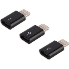 First Wei 3 Adet Siyah Micro USB Den Lightning Iphone Uyumlu Dönüştürücü Otg Çevirici Mini Aparat