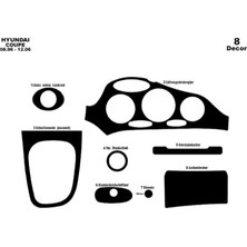 meriç cockpit design Meriç® Hyundai Coupe Ön Torpido Kaplama Maun 8 Parça 1996-2004