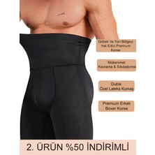 Secret Moda  Erkek Dikişsiz Yüksek Bel Göbek Toparlayıcı Sıkılaştırıcı Boxer Korse Siyah