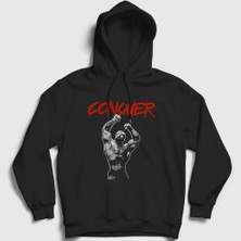 Presmono Unisex Siyah Conquer Gym Spor Chris Bumstead Kapüşonlu Sweatshirt