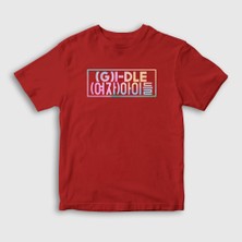 Presmono Unisex Çocuk Kırmızı Colors K-Pop G I Dle T-Shirt
