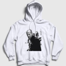 Presmono Unisex Beyaz Crank Jason Statham Kapüşonlu Sweatshirt