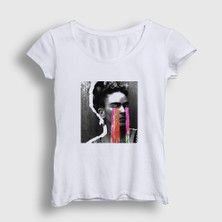 Presmono Kadın Beyaz Cry Frida Kahlo T-Shirt
