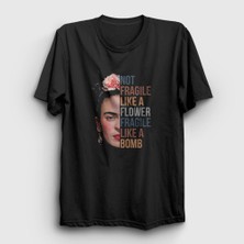 Presmono Unisex Siyah Fragile Frida Kahlo T-Shirt