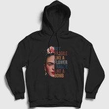 Presmono Unisex Siyah Fragile Frida Kahlo Kapüşonlu Sweatshirt