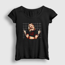 Presmono Kadın Siyah Here Miley Cyrus T-Shirt