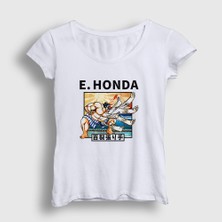 Presmono Kadın Beyaz Honda Oyun Street Fighter T-Shirt