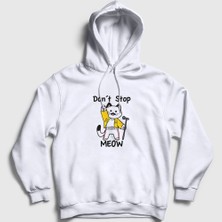 Presmono Unisex Beyaz Meow Queen Freddie Mercury Kapüşonlu Sweatshirt