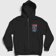 Presmono Unisex Siyah Mummy V2 Iron Maiden Fermuarlı Kapüşonlu Sweatshirt