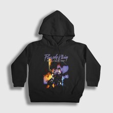 Presmono Unisex Çocuk Siyah Purple Rain Prince Kapüşonlu Sweatshirt