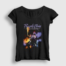Presmono Kadın Siyah Purple Rain Prince T-Shirt