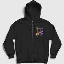 Presmono Unisex Siyah Purple Rain Prince Fermuarlı Kapüşonlu Sweatshirt