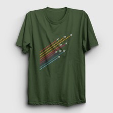 Presmono Unisex Haki Show Pilot Airplane Uçak T-Shirt
